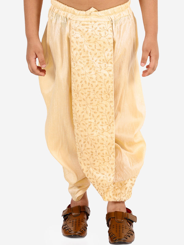 Jashvi Boys' Gold Silk Blend Embroidered Dhoti