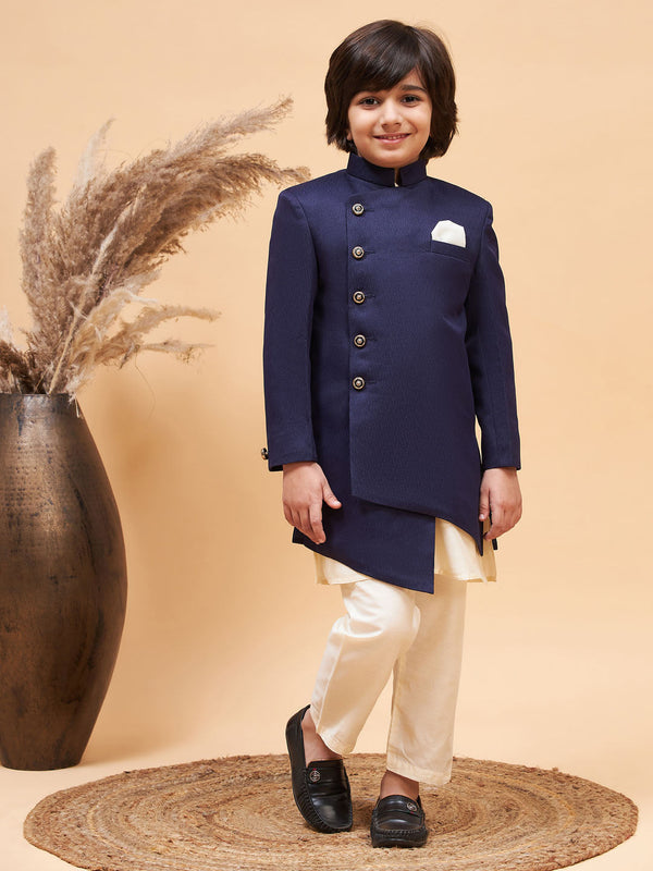 Jashvi Boys' Blue Indo-western Set