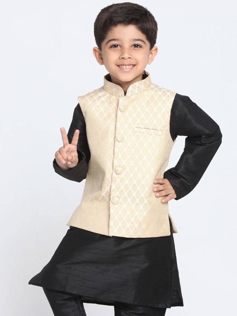 Cotton Silk Blend Nehru Jacket for Boys - Vastramay Boys