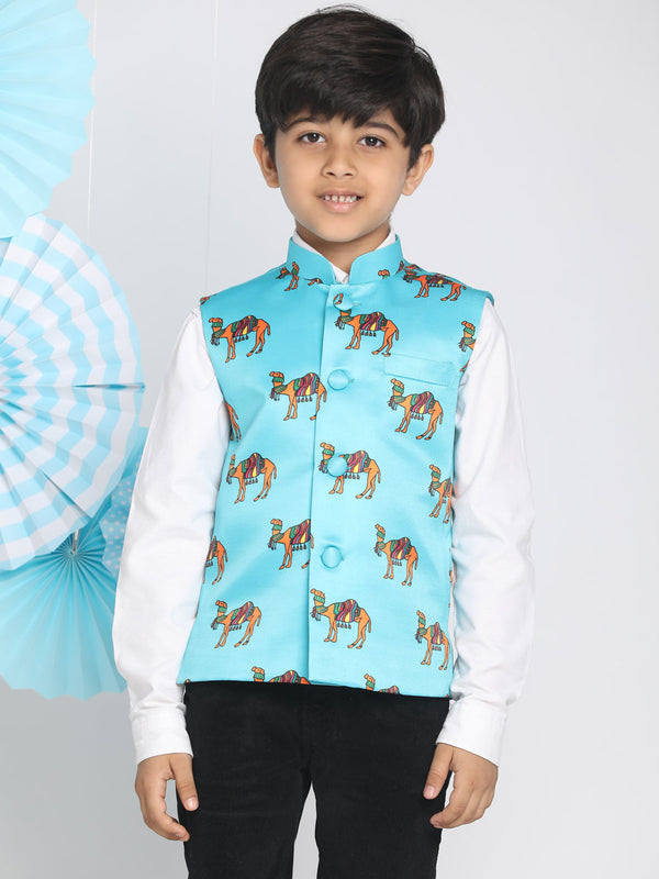 Jashvi Boys Aqua Nehru Jacket