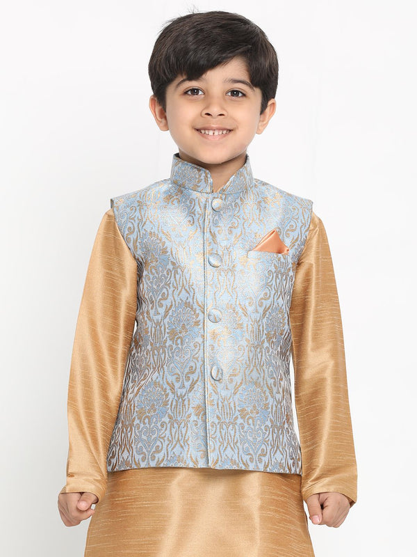 Jashvi Boys' Grey Silk Blend Jacket