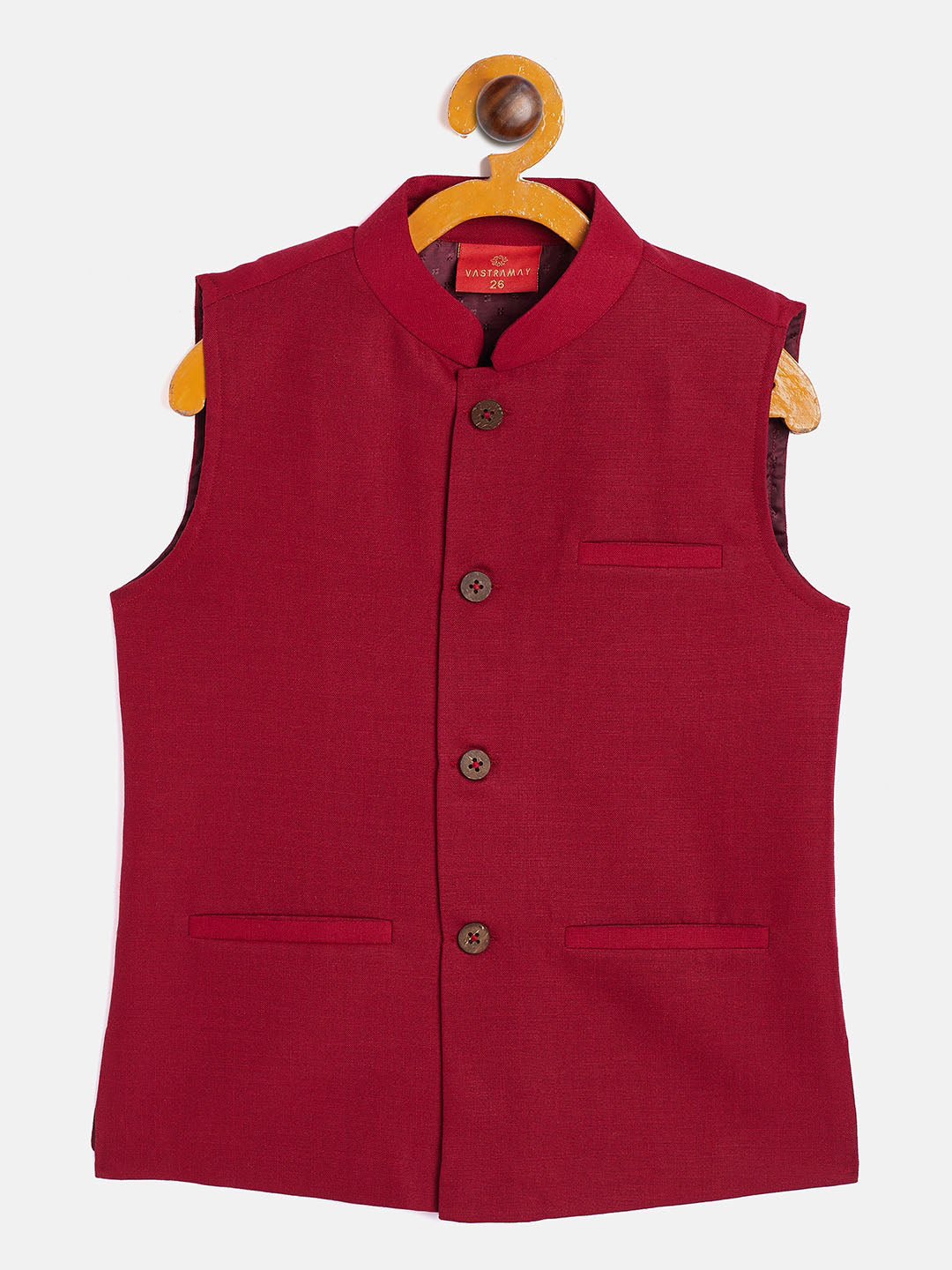 Boy's Maroon Nehru Jacket - Vastramay Boys