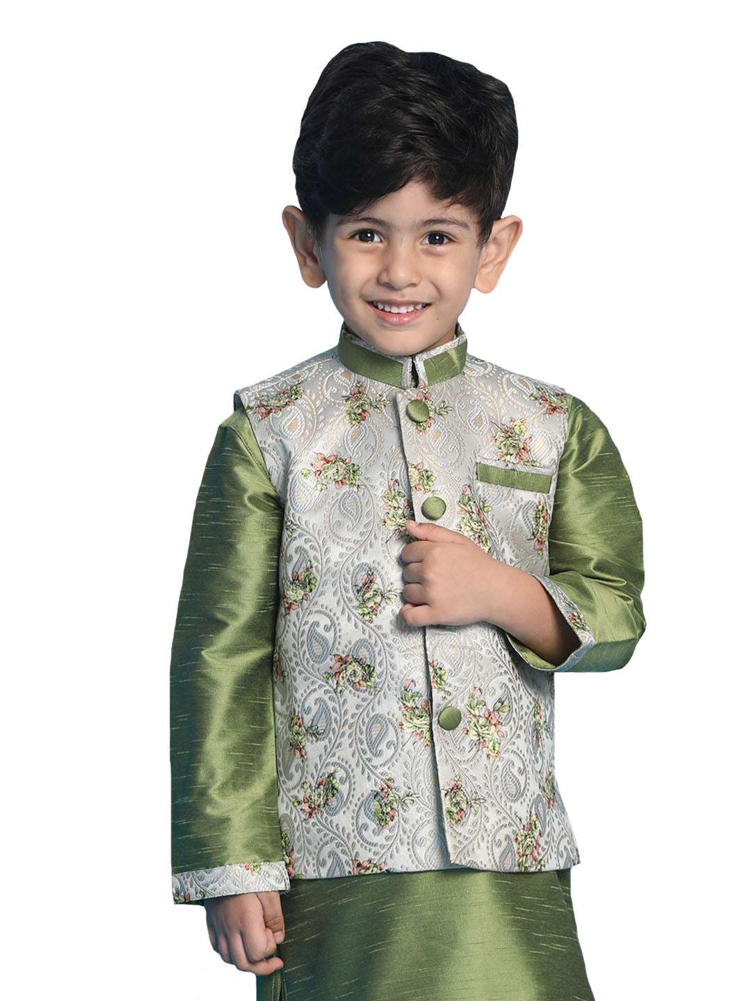 Boy's Green Nehru Jacket - Vastramay Boys