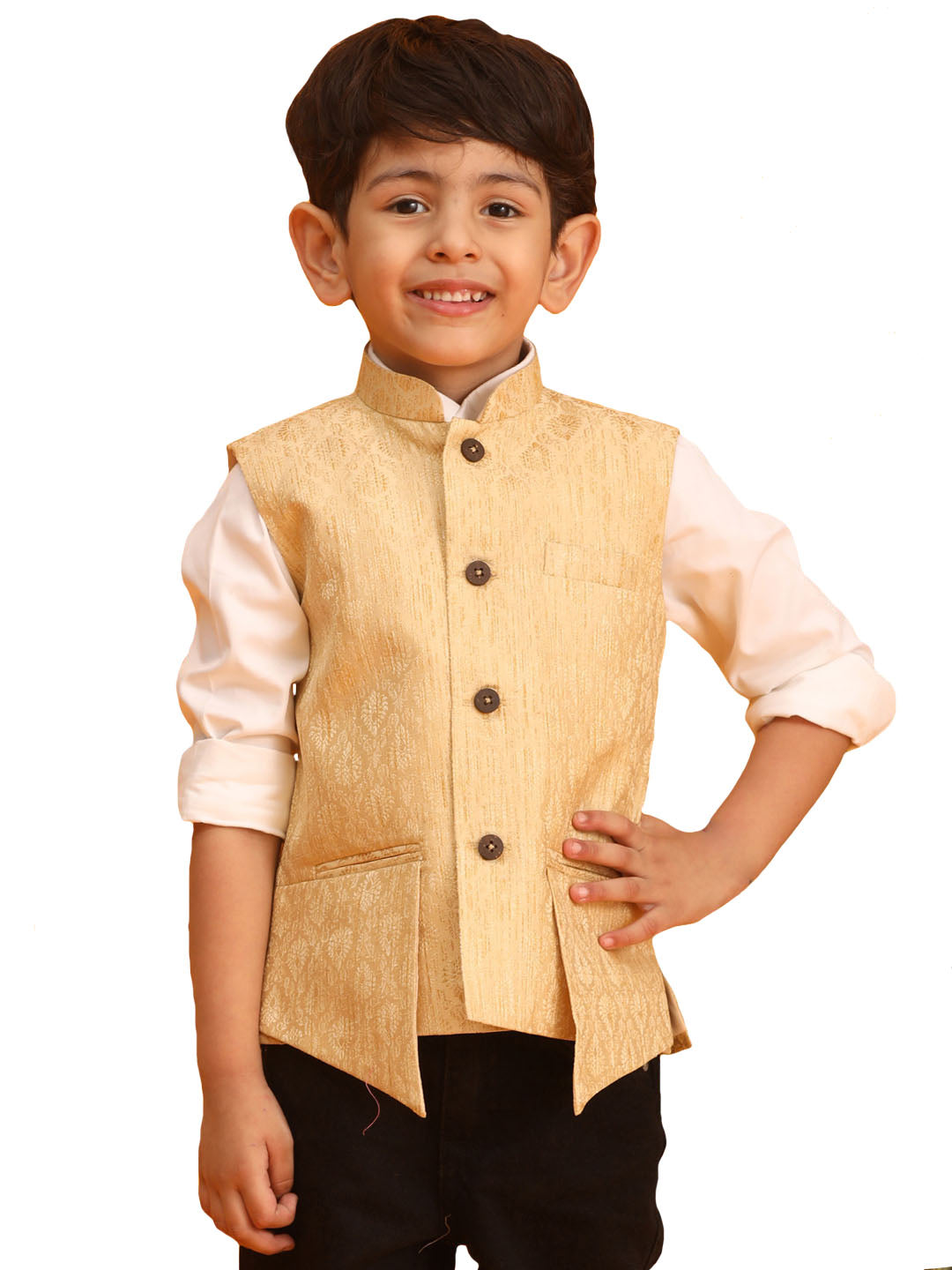 Boy's Gold Nehru Jacket - Vastramay Boys