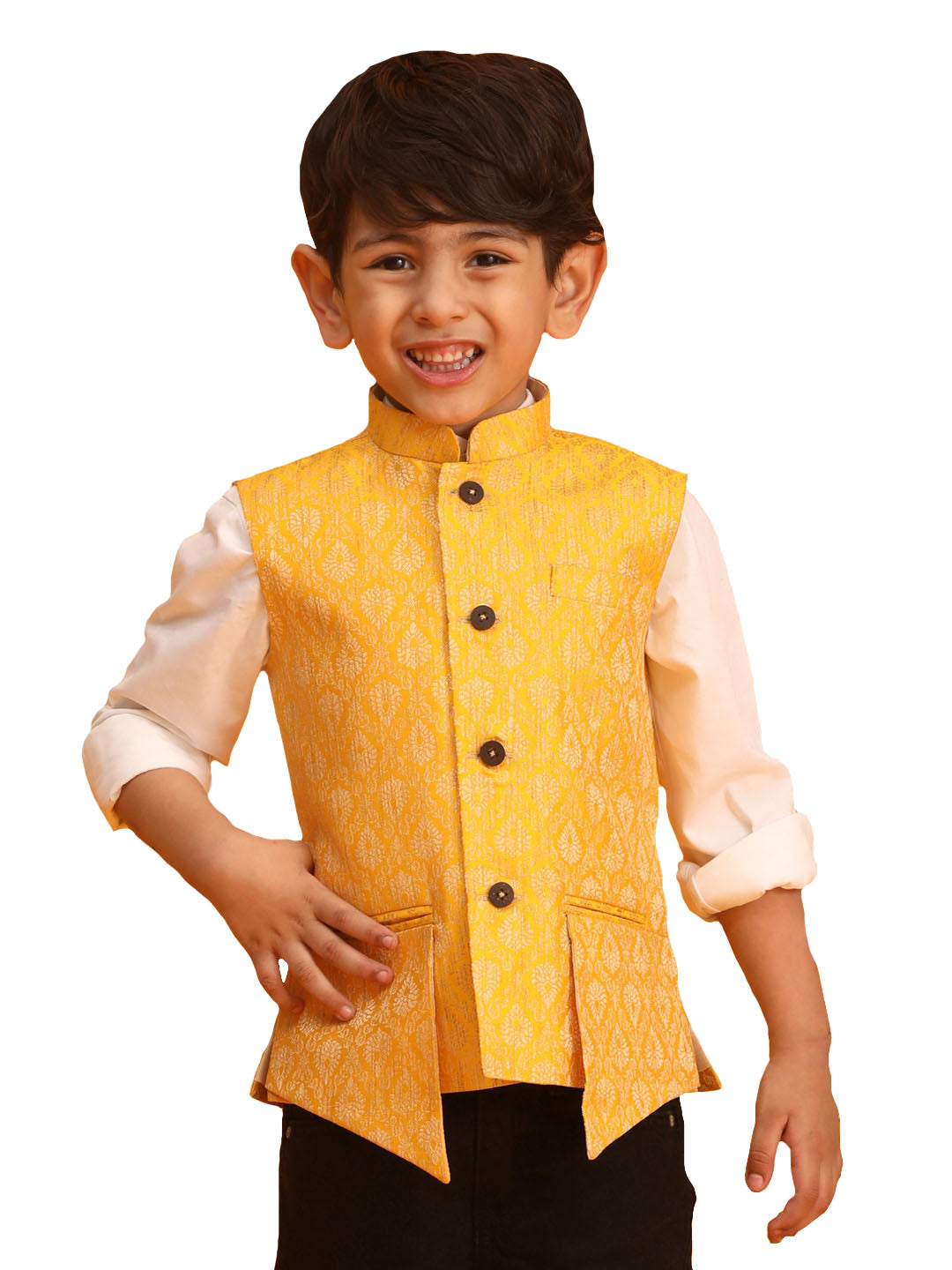 Boy's Yellow Nehru Jacket - Vastramay Boys