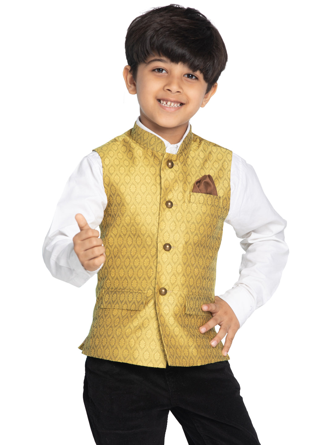 Boy's Yellow Nehru Jacket - Vastramay Boys