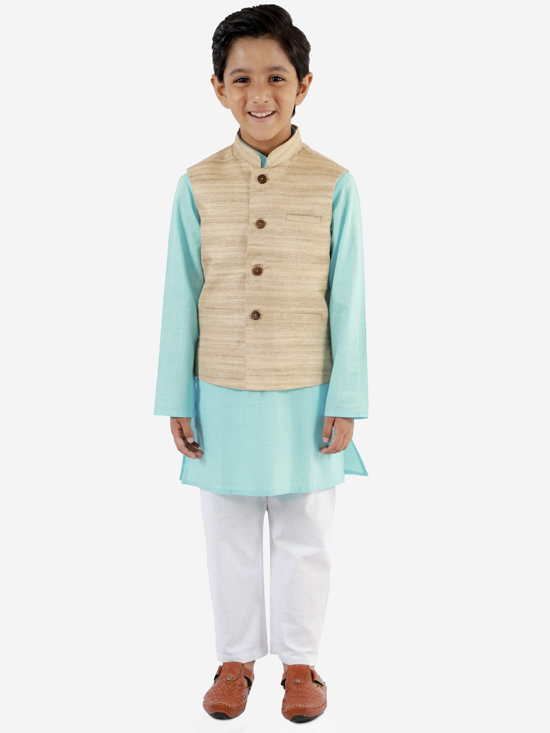 Kurta Pyjama Set for Boys with Nehru Jacket - Vastramay Boys