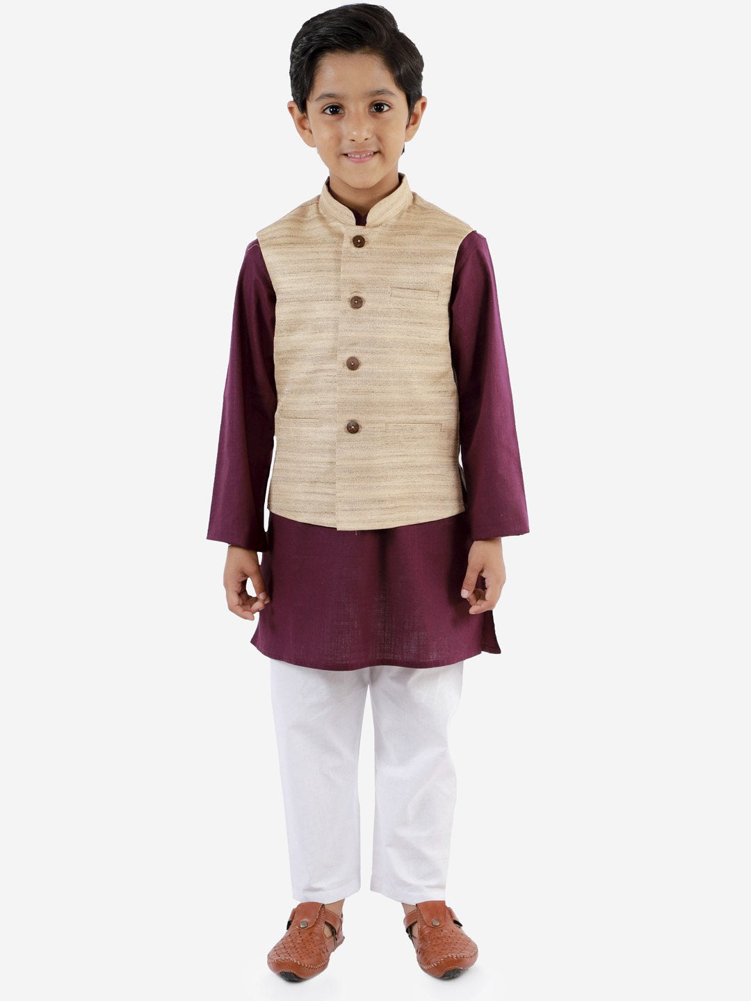 Kurta Pyjama Set for Boys with Nehru Jacket - Vastramay Boys