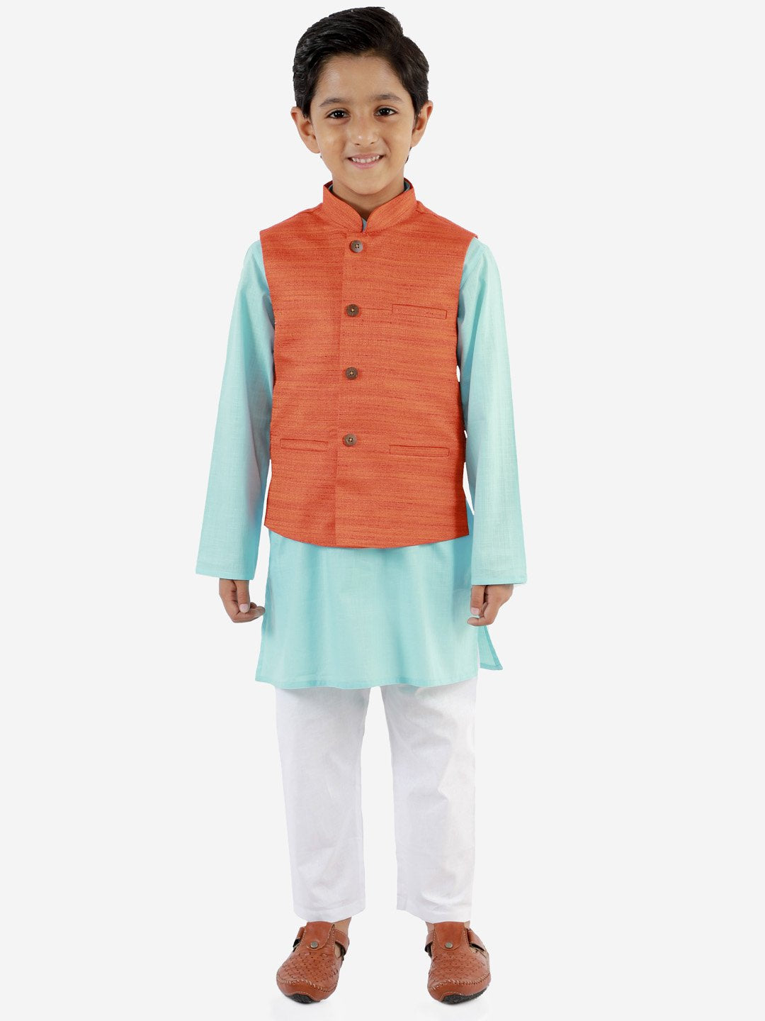 Kurta Pyjama Set for Boys with Nehru Jacket - Vastramay Boys