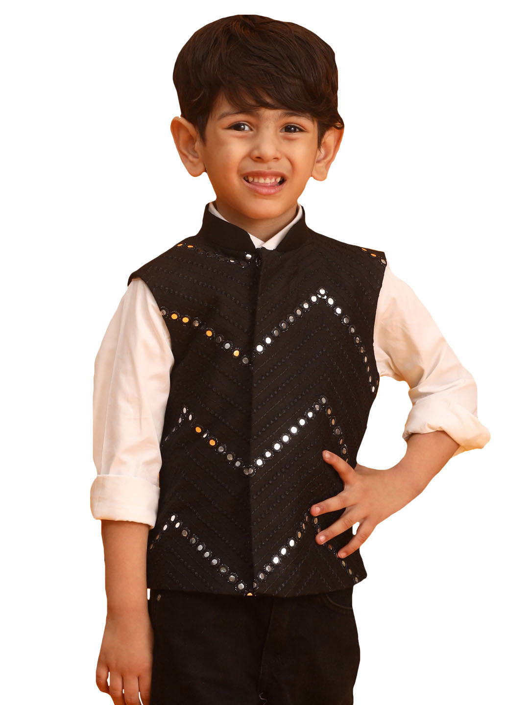 Boy's Black Nehru Jacket - Vastramay Boys