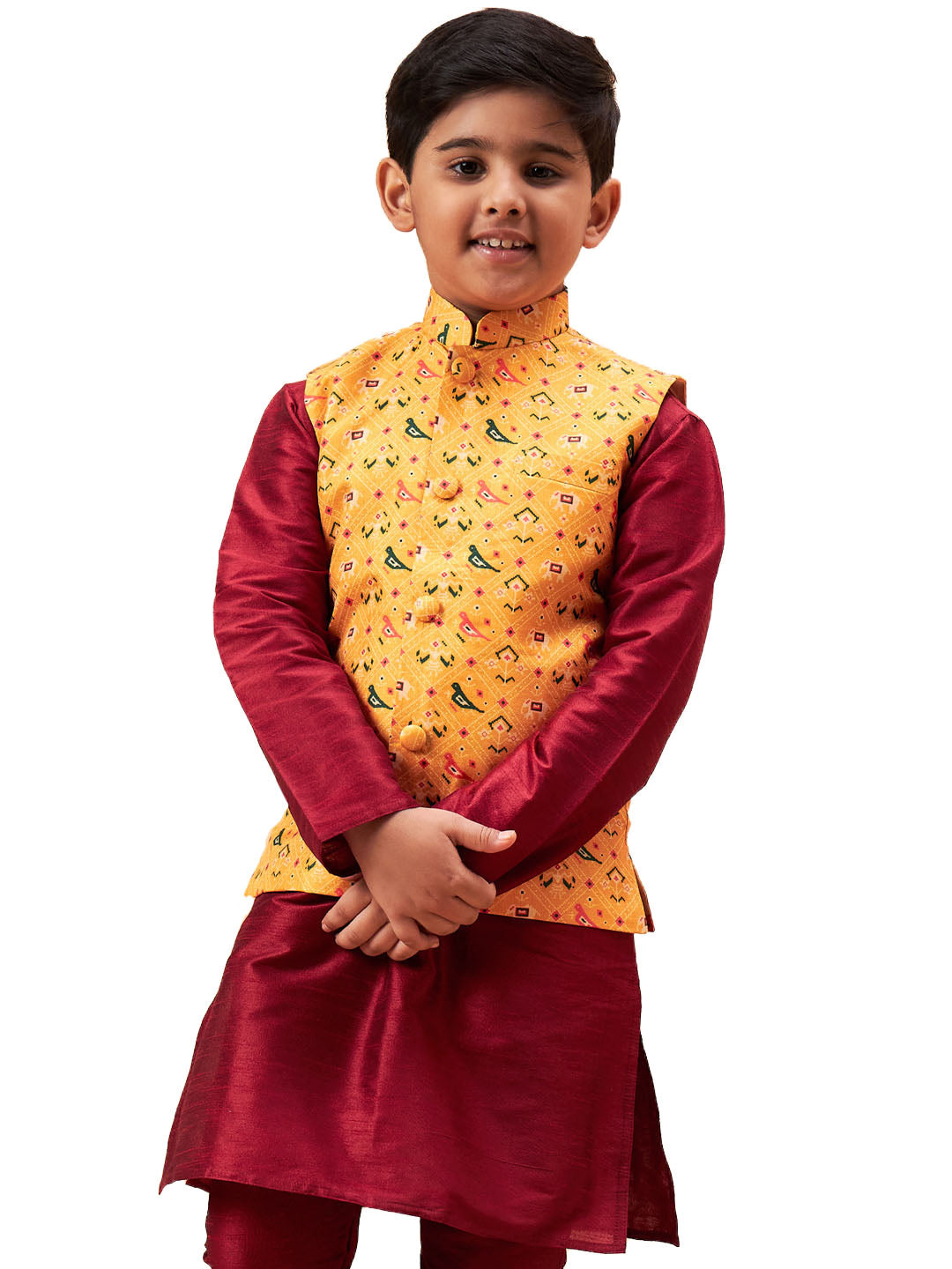 Boy's Yellow Nehru Jacket - Vastramay Boys