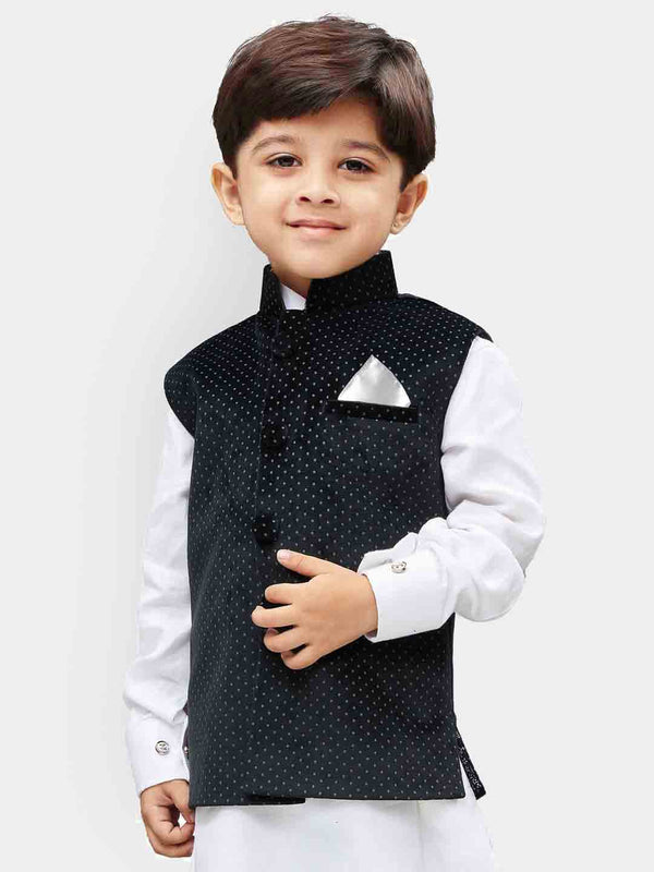 Jashvi Boys' Black Velvet Nehru Jackets