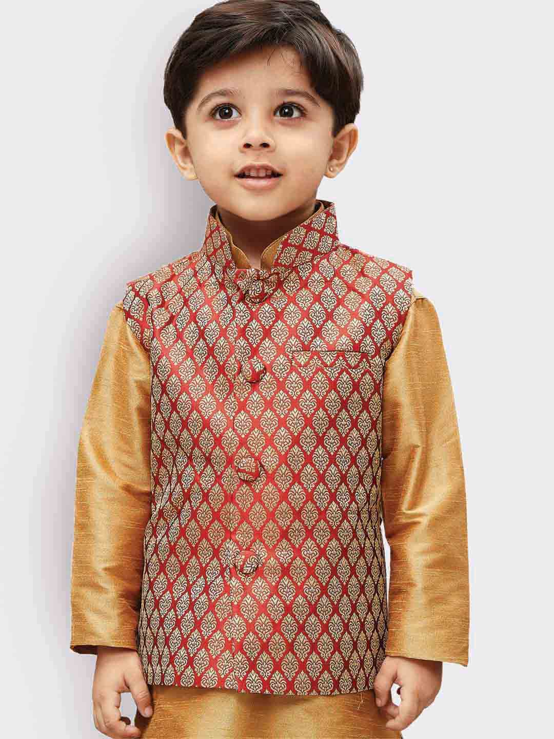 Cotton Silk Blend Nehru Jacket for Boys - Vastramay Boys