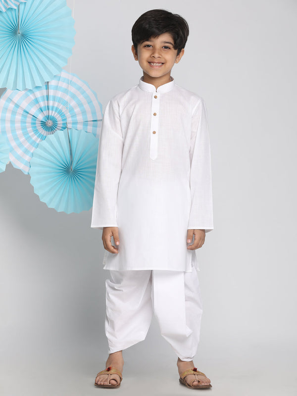 Jashvi Boys' White Kurta And Dhoti Set