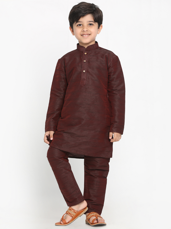 Jashvi Boys Silk Blend Kurta and Pyjama Set