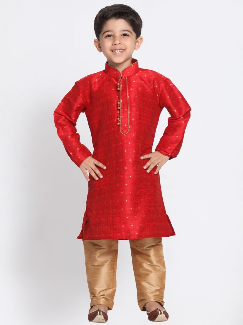 Cotton Silk Blend Kurta Pyjama Set for Boys - Vastramay Boys