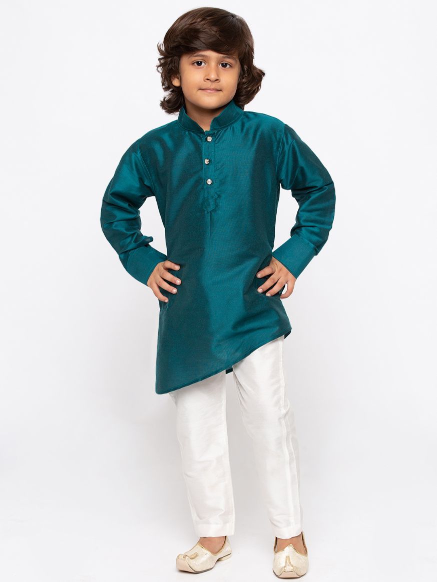 Boys' Green Cotton Kurta and Pyjama Set