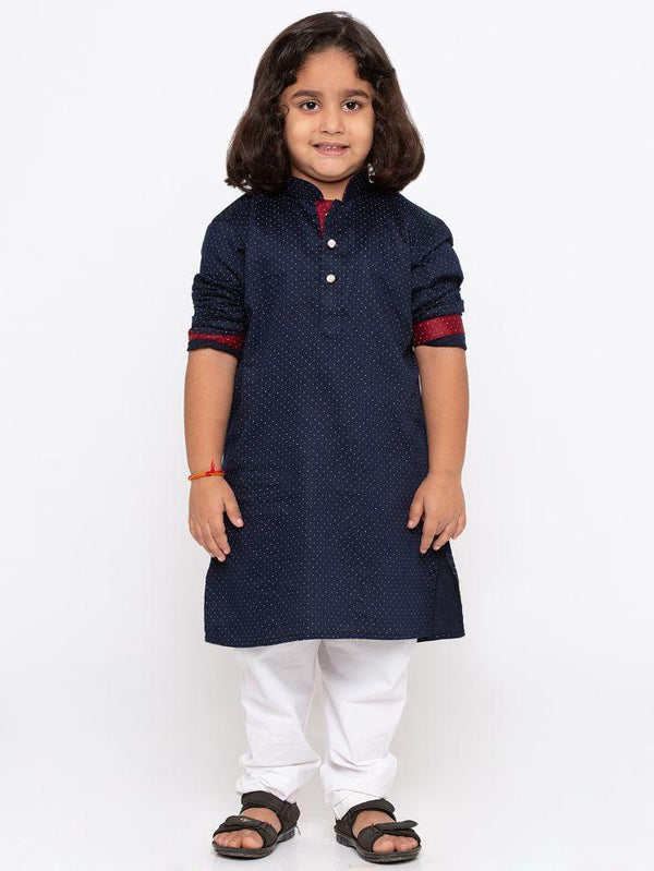 Boys' Blue Cotton Kurta and Pyjama Set