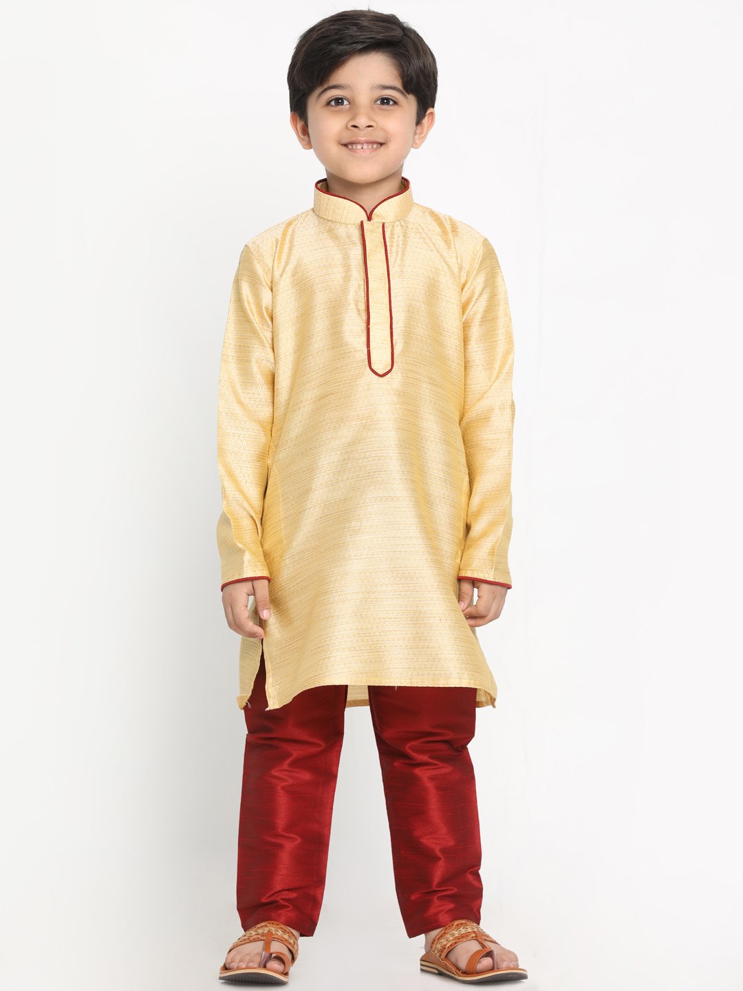 Cotton Silk Blend Kurta Pyjama Set for Boys - Vastramay Boys