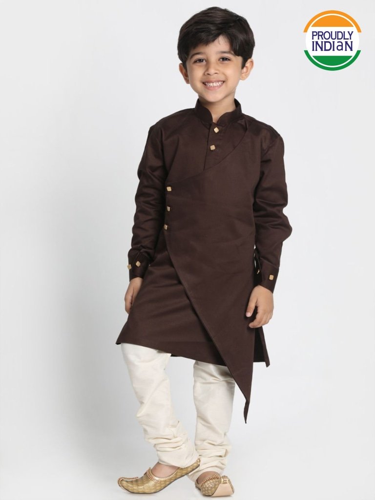 Cotton Silk Blend Kurta Pyjama Set for Boys - Vastramay Boys