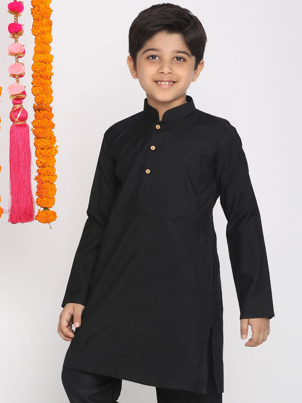 Jashvi Boys Black Viscose Kurta