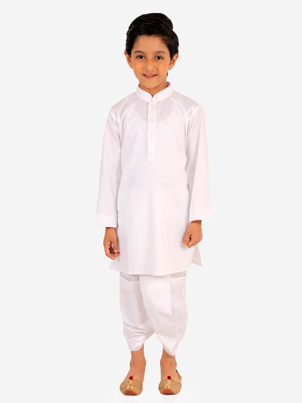 Jashvi Boy's White Kurta and Dhoti Set