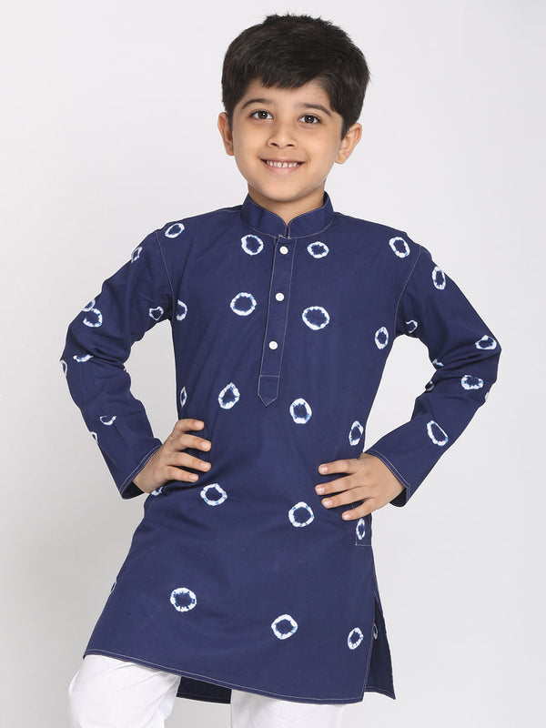 Jashvi Boys' Blue  Bandhni Print Kurta