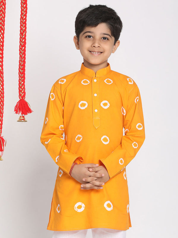 Jashvi Boys' Orange Bandhni Print Kurta