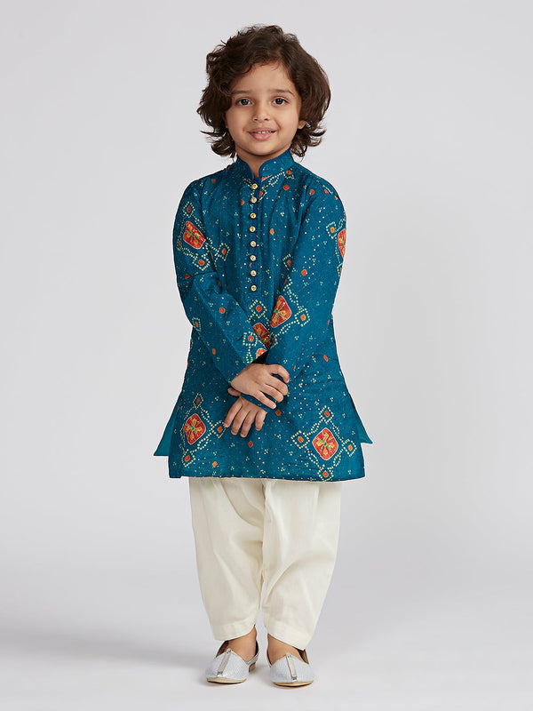 Jashvi Boys' Blue Kurta And Patiala Set