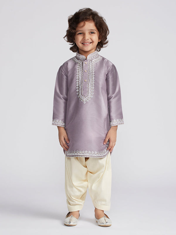 Jashvi Boys' Purple Kurta And Patiala Set