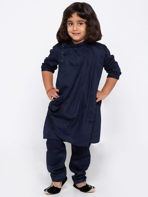 Jashvi Boys' Blue Cotton Kurta and Pyjama Set