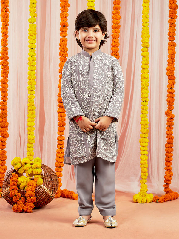 Jashvi Boys Yellow Kurta And Pyjama Set