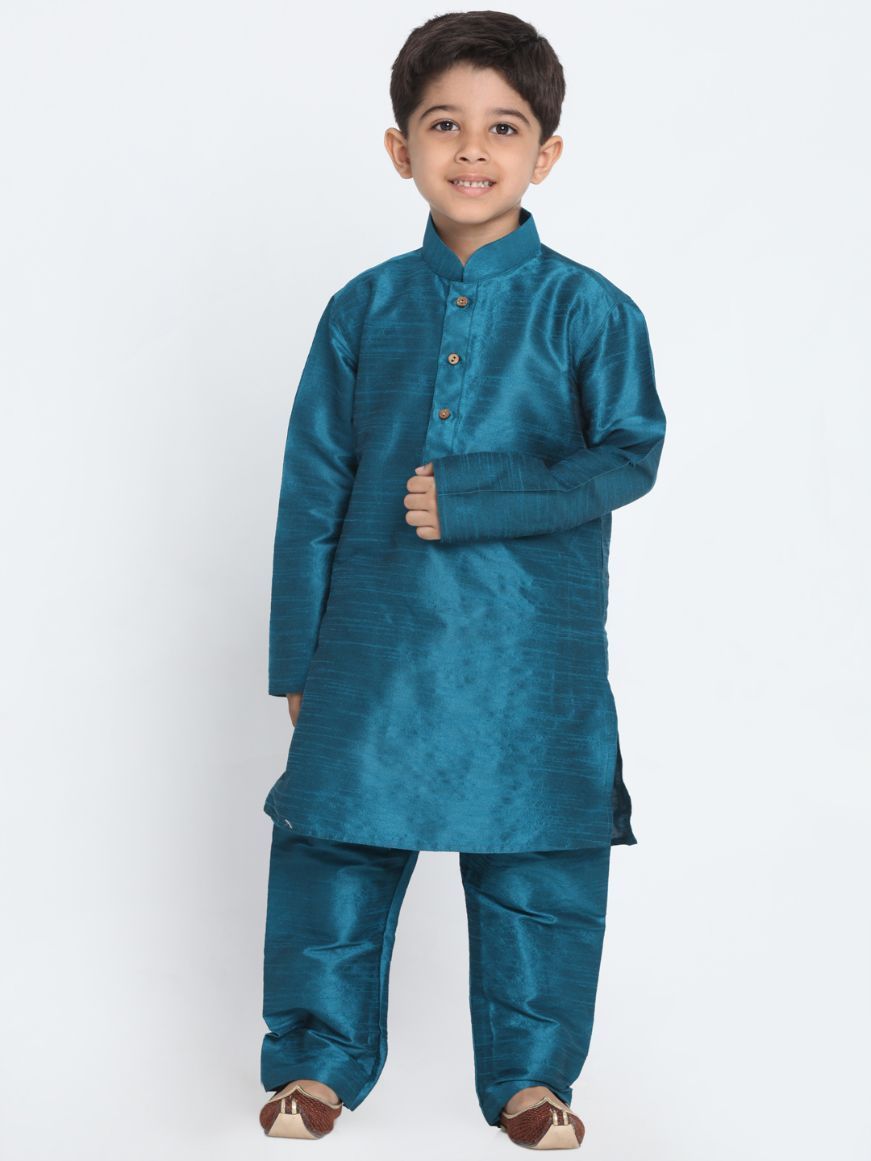 Cotton Silk Blend Kurta Pyjama Set for Boys - Vastramay Boys