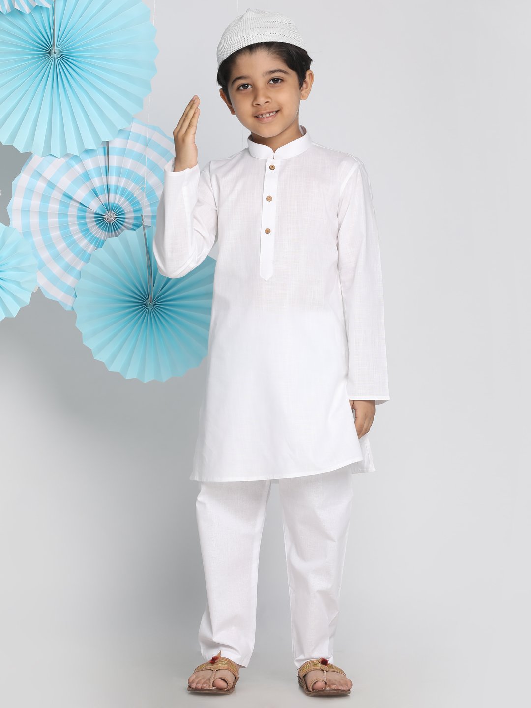 Cotton Kurta Pyjama Set for Boys with Cap - Vastramay Boys