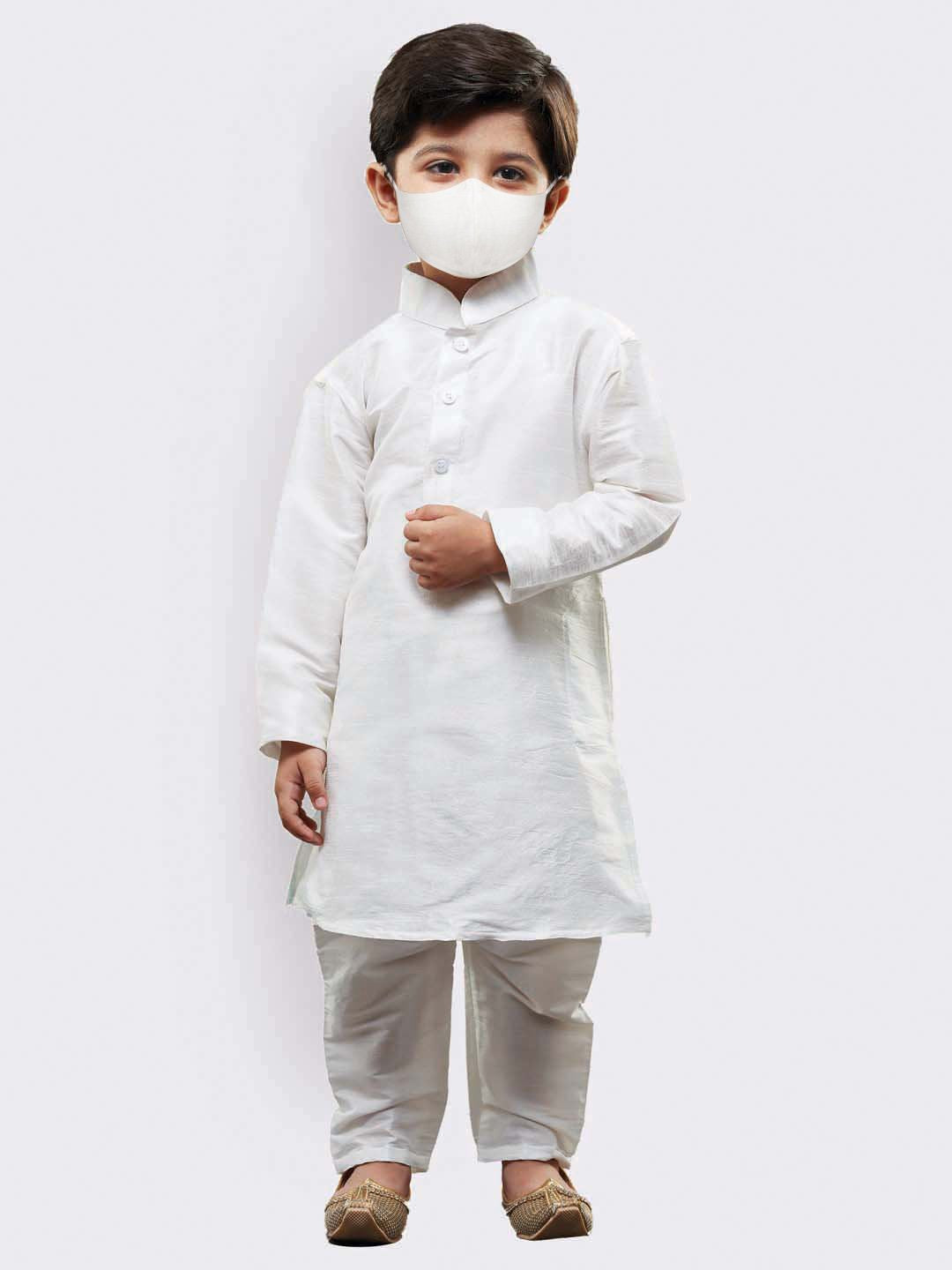 Cotton Silk Blend Kurta Pyjama Set for Boys - Vastramay Boys