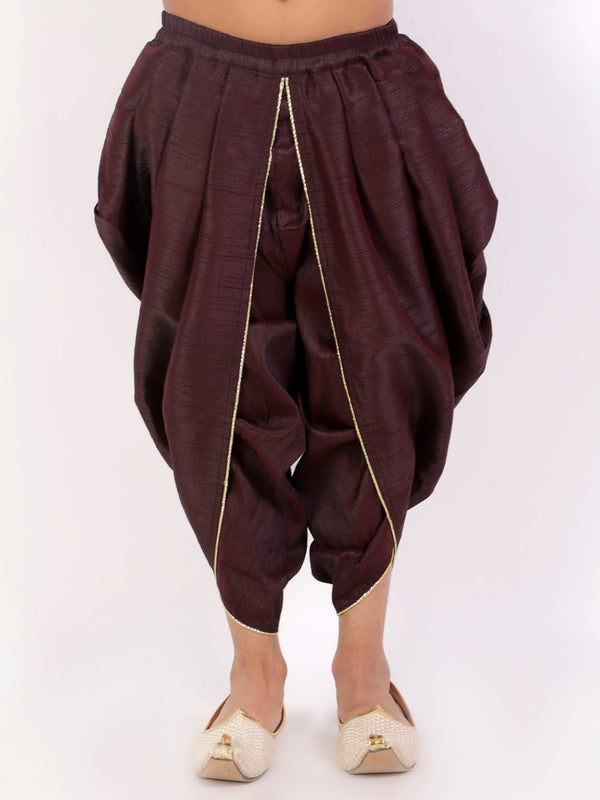 Jashvi Boys' Burgundy Silk Blend Dhoti