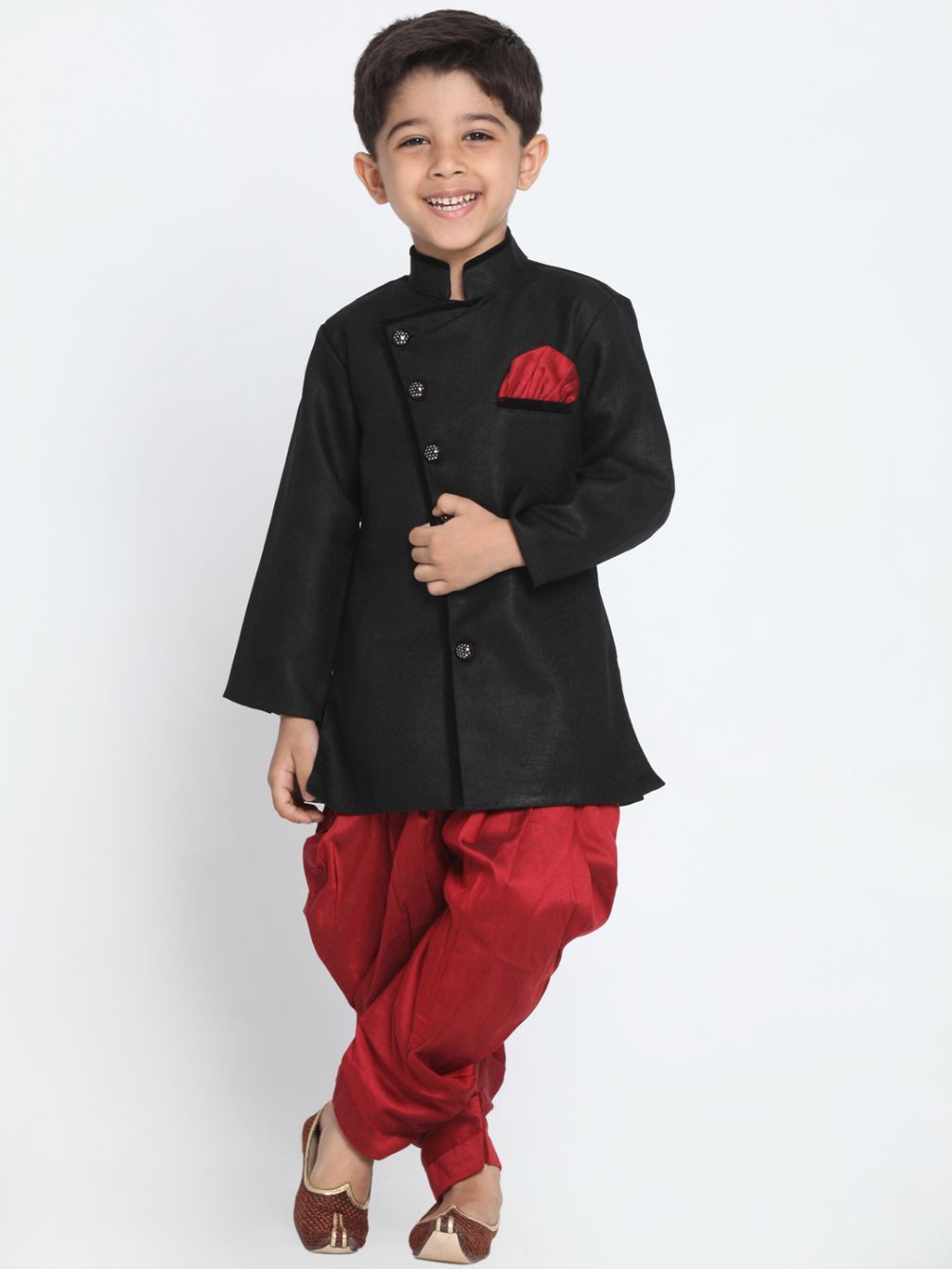 Cotton Blend Sherwani Set With Dhoti Pant for Boys - Vastramay Boys