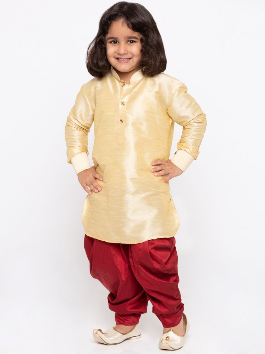 Cotton Silk Blend Dhoti Kurta Set for Boys - Vastramay Boys