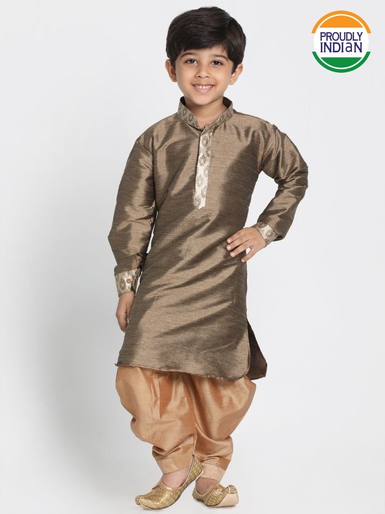 Cotton Silk Blend Dhoti Kurta Set for Boys - Vastramay Boys