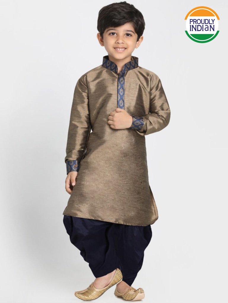 Cotton Silk Blend Dhoti Kurta Set for Boys - Vastramay Boys