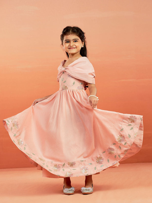 Jashvi Girls' Peach Gown