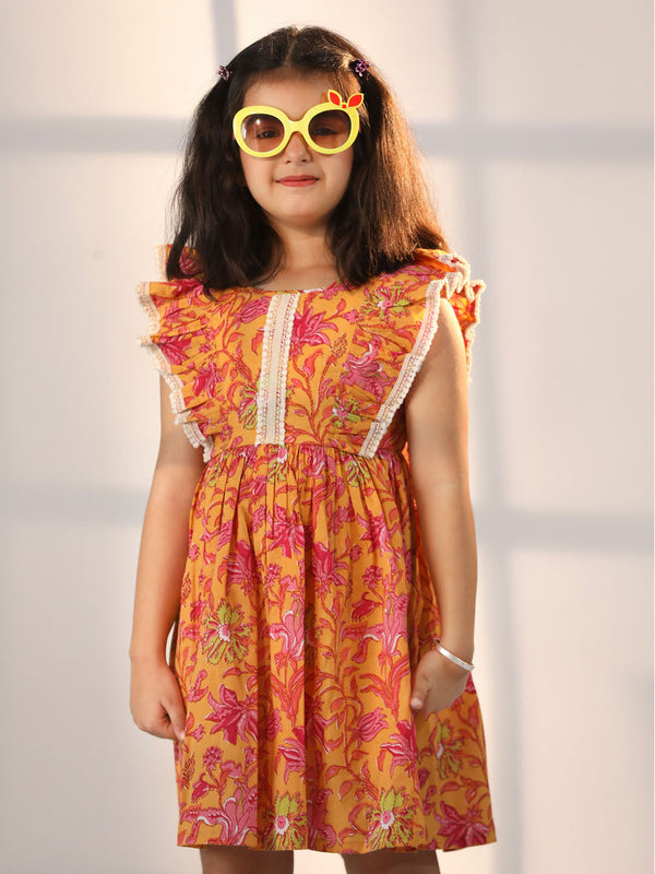 Jashvi Girls' Mustard Dress