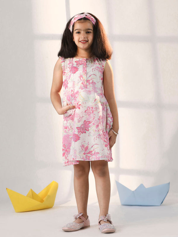 Jashvi Girls' Pink Cotton Summer Dress