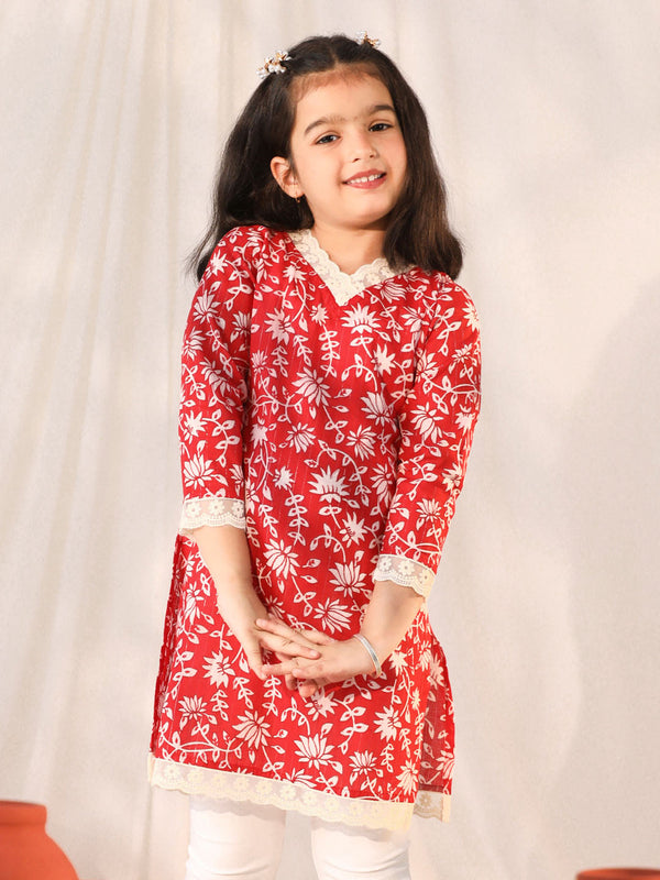 Jashvi Girls' Red Only Kurta