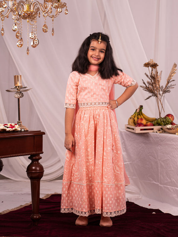 Jashvi Girls' Pink Lehenga Set