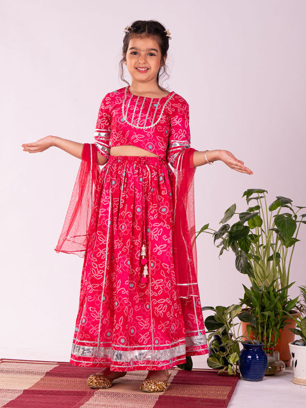 Jashvi Girls' Pink Lehenga Set