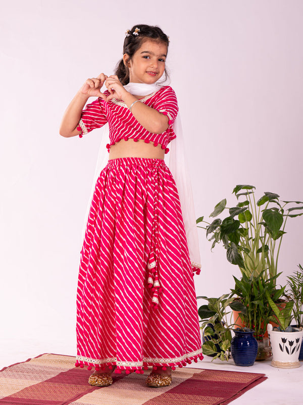 Jashvi Girls' Pink Lehenga Set