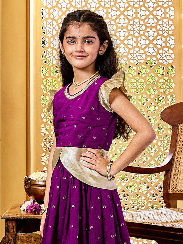 Jashvi Girls' Purple Lehenga Set