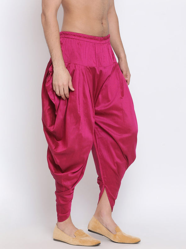 Jashvi Men's  Fuchsia Pink Solid Dhoti Pant