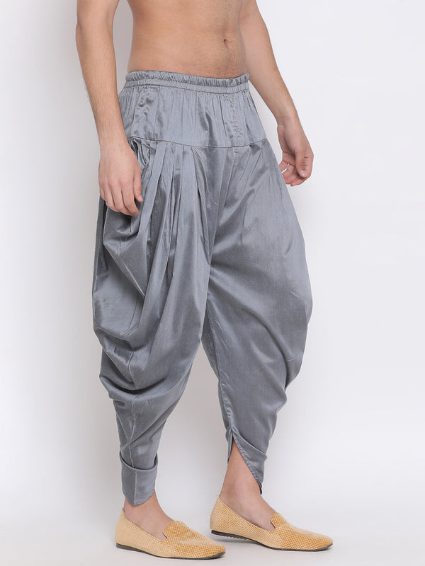 Jashvi Men's Grey Solid Dhoti Pant